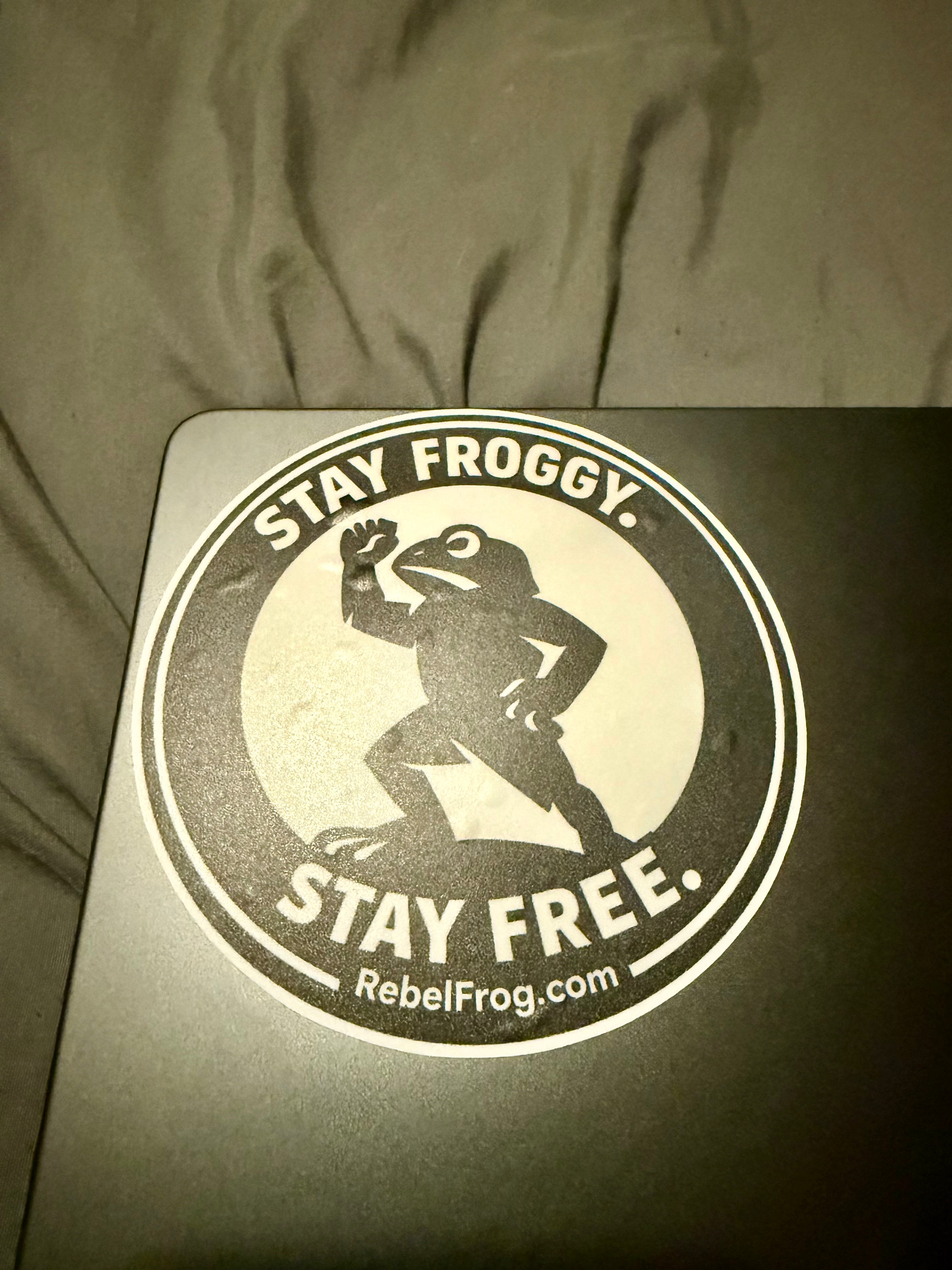 Rebel Frog “Stay Froggy. Stay Free.” Classic Vinyl Sticker (4”)