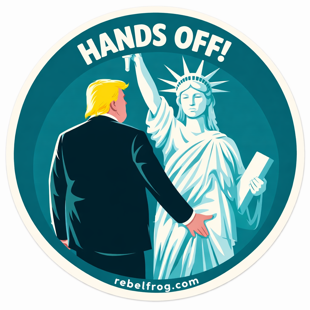 Hands Off Freedom – Rebel Frog Liberty Protest Button